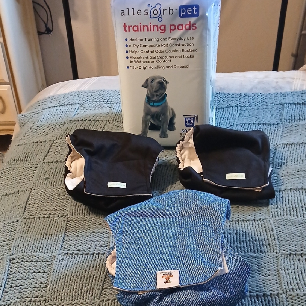 Allesorb Pet Training Pads with Black and Blue Dog Diapers